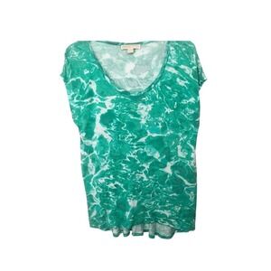 Michael Kors Green Top‎ with watery print L